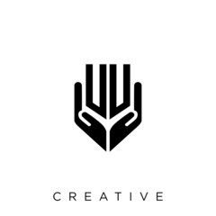 uu shield hand logo design vector icon