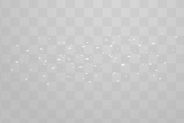 The dust sparks shine with special light. Vector sparkles on a transparent background. Christmas light effect. Sparkling magical dust particles.
