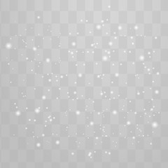 The dust sparks shine with special light. Vector sparkles on a transparent background. Christmas light effect. Sparkling magical dust particles.