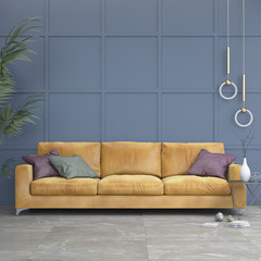 Interior design simple scene. Modern interior. 3d render studio. 3d illustration.