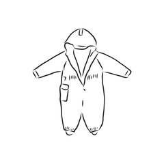 Children's jumpsuit with the hood. Sketch. children's winter jumpsuit vector sketch illustration