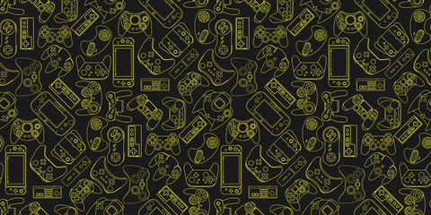 Video game controller background Gadgets and devices seamless pattern Eps10 vector © Darcraft