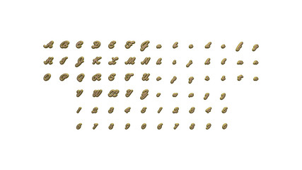 3D alphabets and numbers with matching perspectives on each side for building words with detailed calligraphy on a white