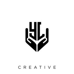 yl shield hand logo design vector icon