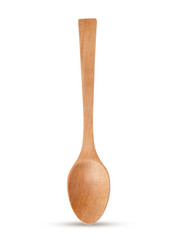 Close up wooden spoon isolated on white background with clipping paths for graphic design