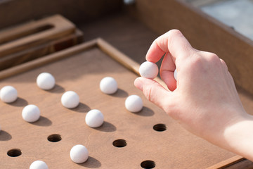 Obraz na płótnie Canvas Wooden table game close up