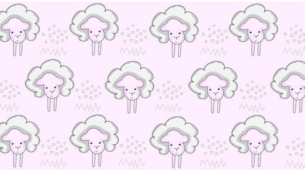 Sheep animal pattern, vector baby background