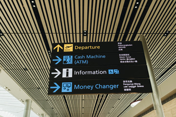 Guidance sign in an airport terminal