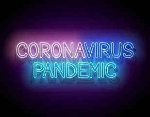 Glow Signboard with Coronavirus Pandemic Inscription
