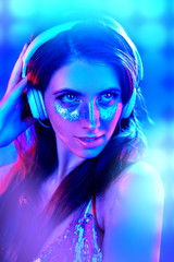 DJ girl in headphones