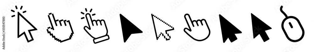 Fototapete Vector cursors icons click set