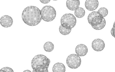 Bitcoin economic financial bubble. crypto currency 3D illustration. Business concept. Silver bubbles on white background. Bit, Coin, mining concept