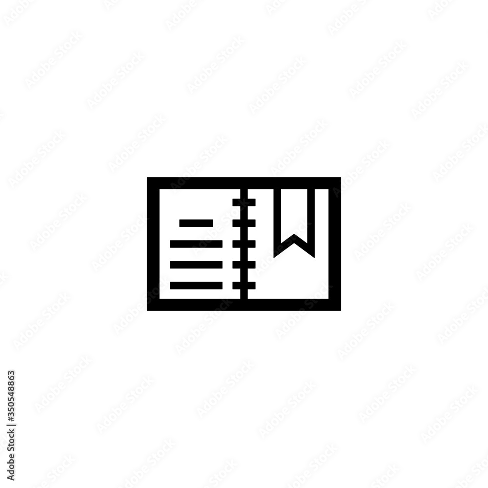 Poster notebook open with bookmark icon in black solid flat design icon isolated on white background