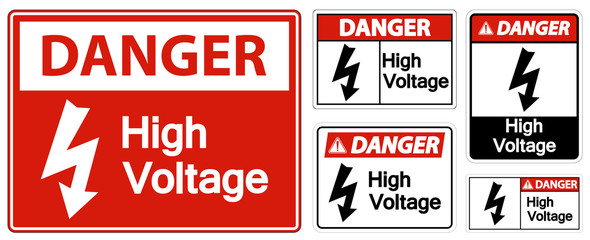 Danger High voltage Sign Isolate On White Background,Vector Illustration EPS.10