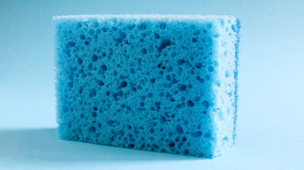 One blue sponge used to wash and erase dirt used by housewives in everyday life. They are made of porous material such as foam. Detergent retention, which allows you to spend it economically