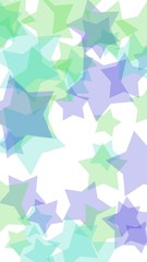 Multicolored translucent stars on a white background. Green tones. 3D illustration