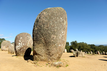 Cromlech of Almendres (Cromeleque dos Almendres) near Evora, Alentejo, Portugal, southern Europe