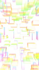 Colorful abstract digital and technology background. The pattern with repeating rectangles. 3D illustration