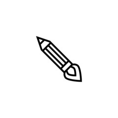 Creative pencil rocket vector icon in linear, outline icon isolated on white background