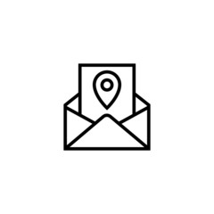 Invitation vector icon in linear, outline icon isolated on white background
