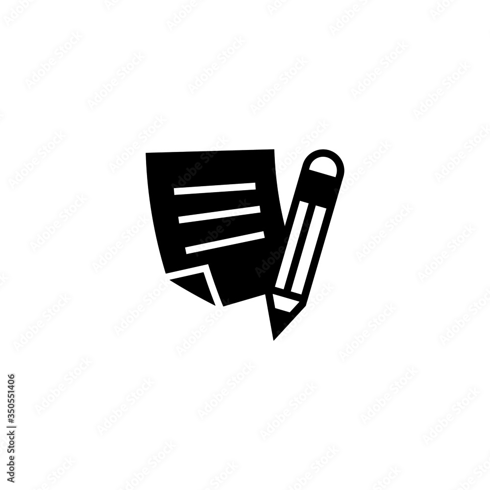 Poster paper list and a pencil vector icon in black solid flat design icon isolated on white background