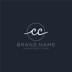 cc Initial handwriting logo vector