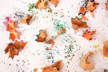 Background of multicolor pencil shavings