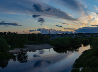 Obraz premium spring landscape with water and river 