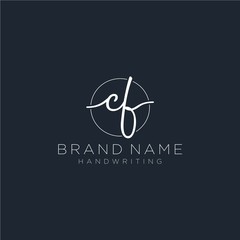 CF Initial handwriting logo vector