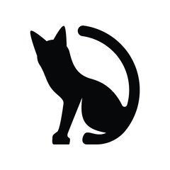 Silhouette black cat icon. Vector logo template