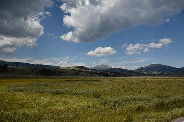 Fototapeta na wymiar Landscape with clouds in Yellowstone.