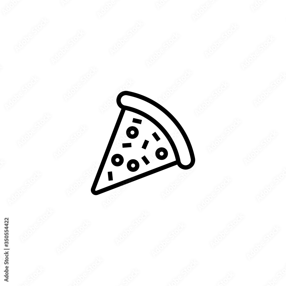 Poster Triangular pizza slice vector icon in linear, outline icon isolated on white background