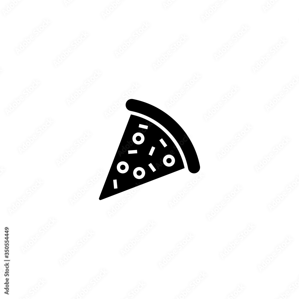 Poster triangular pizza slice vector icon in black solid flat design icon isolated on white background