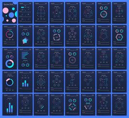 Modern infographic vector elements for business brochures. Use in website, corporate brochure, advertising and marketing. Pie charts, line graphs, bar graphs and timelines.