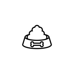 Dog food vector icon in linear, outline icon isolated on white background