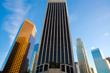 Skyline of buildings at downtown financial district in Los Angeles, California, United States
