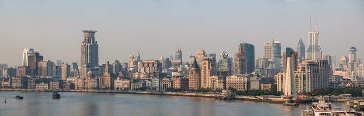 Panorama of the Bund Skyline, Shanghai, China