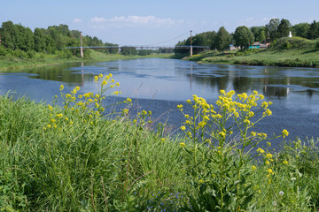 Central Russia landscape. Volga river. Zubtsov, Tver Oblast, Russia.