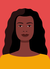 African american woman avatar on red