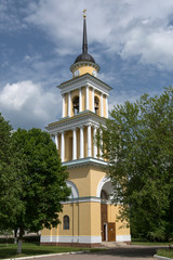 Bell tower of Peter and Paul Church (Petropavlovskaya). Selizharovo town, Tver oblast, Russia.