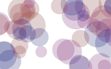 Multicolored translucent circles on a white background. Pink tones. 3D illustration