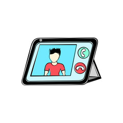 fitness trainer for video calling on the tablet