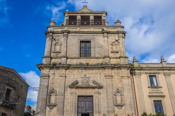 Fototapeta na wymiar Front view of Saint Clare Church in historic part of Enna city on Sicily Island in Italy