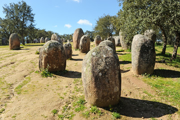 Cromlech of Almendres (Cromeleque dos Almendres) near Evora, Alentejo, Portugal, southern Europe