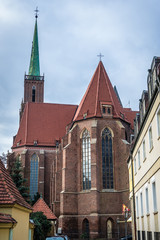 Fototapeta premium Holy Cross and Saint Bartholomew Church in Ostrow Tumski, historic part of Wroclaw city, Poland