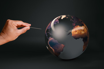 Needle about to prick the Earth