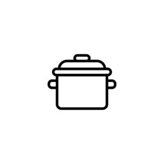 Kitchen pot vector icon in linear, outline icon isolated on white background