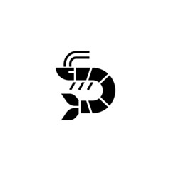 Shrimps vector icon in black solid flat design icon isolated on white background