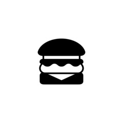 Hamburguer vector icon in black solid flat design icon isolated on white background