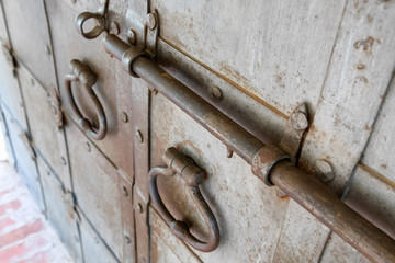 Old iron gate in Novgorod Kremlin. Novgorod (Novgorod the Great), Novgorod oblast, Russia.